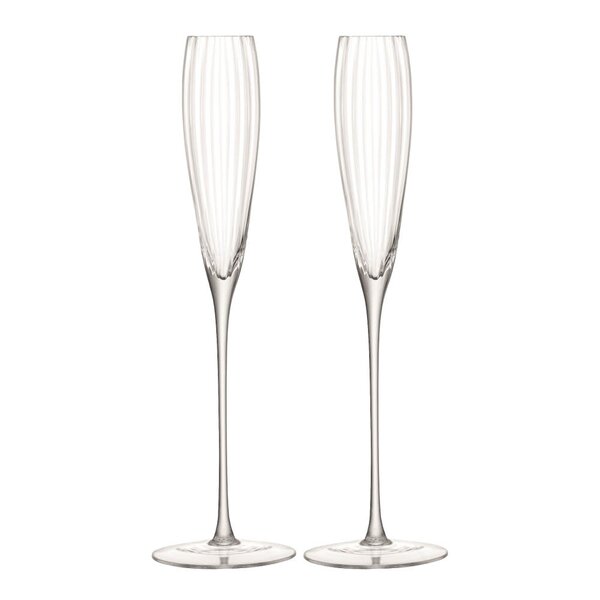 LSA International Aurelia champagneglass 16,5 cl 2 stk klar/rillet