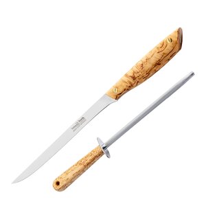 EKA Gourmet gavesett filetekniv 20 cm og brynestål 20 cm masurbjørk/rustfritt stål