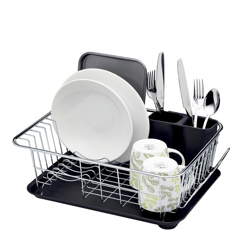 Kitchen Craft Oppvaskstativ 42x30,5x15 cm rustfritt/svart