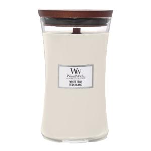 WoodWick Hourglass duftlys stor white teak