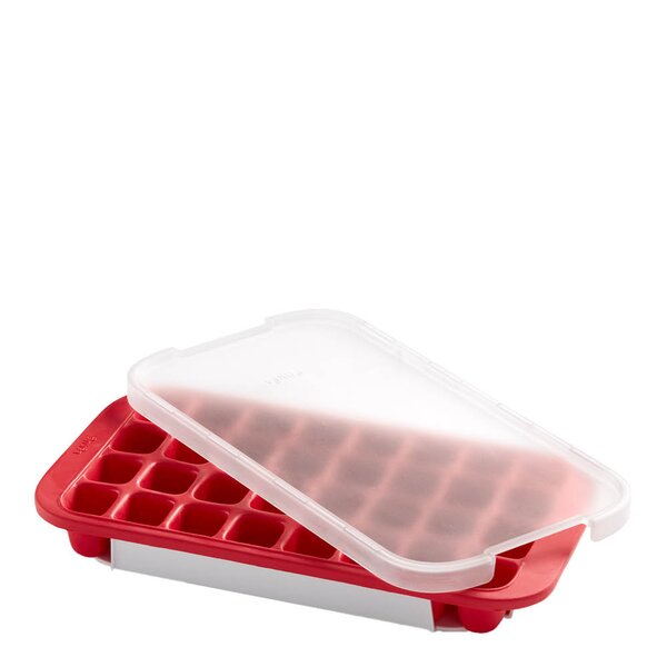Lékué Isform med lokk for 32 isbiter rød
