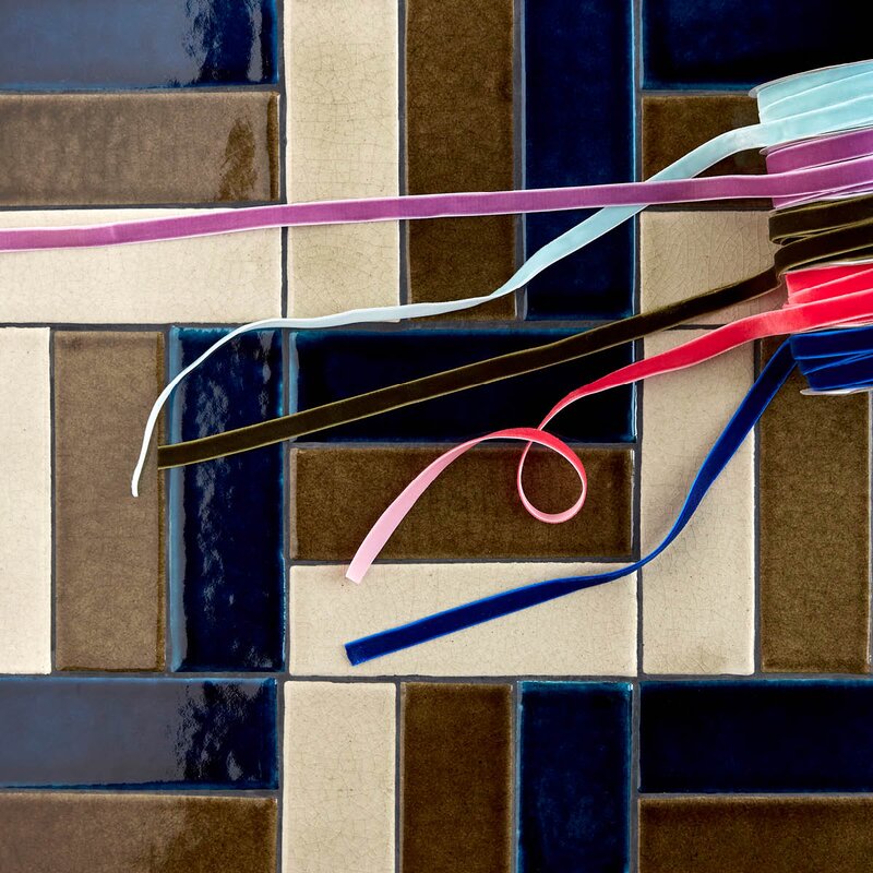 House Doctor Velvet bånd 5 stk blå korall