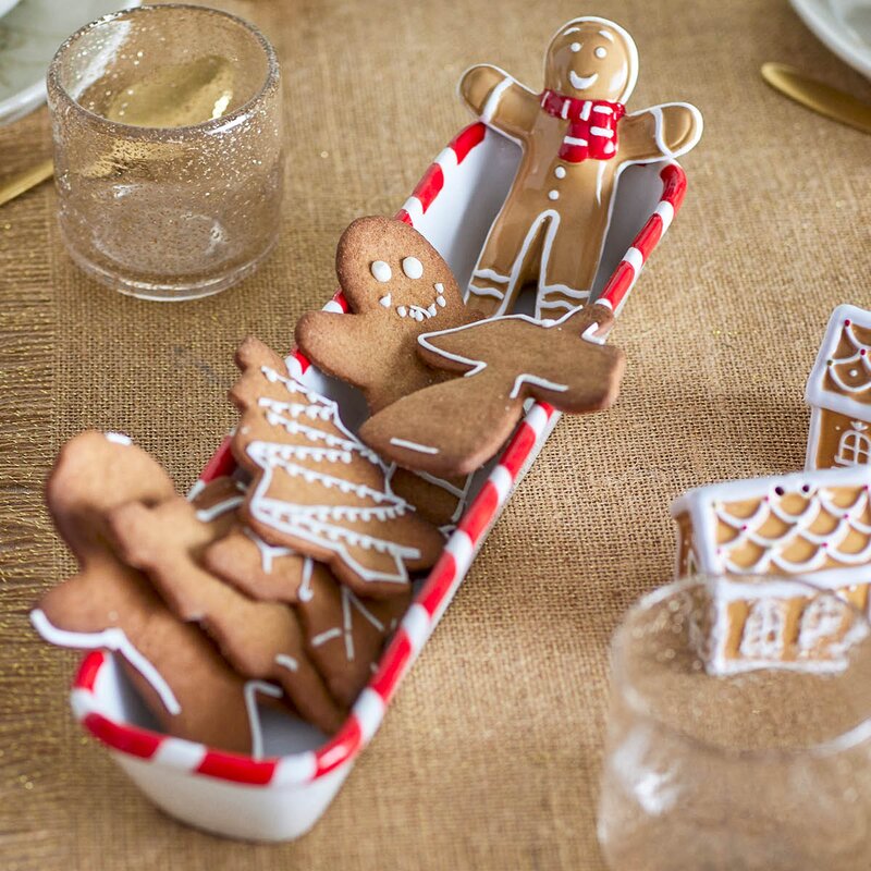 Bloomingville Ginnie avlang skål 36,5x9,5x12,5 cm pepperkakemann