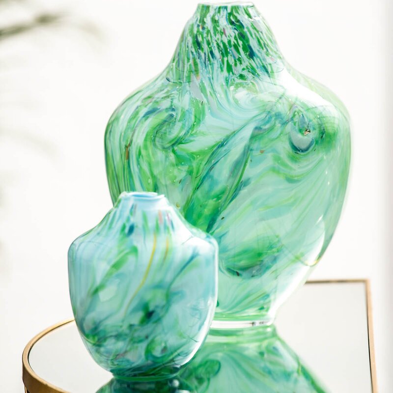 Magnor Unik skulptur kunstglass L 31 cm grønn multi