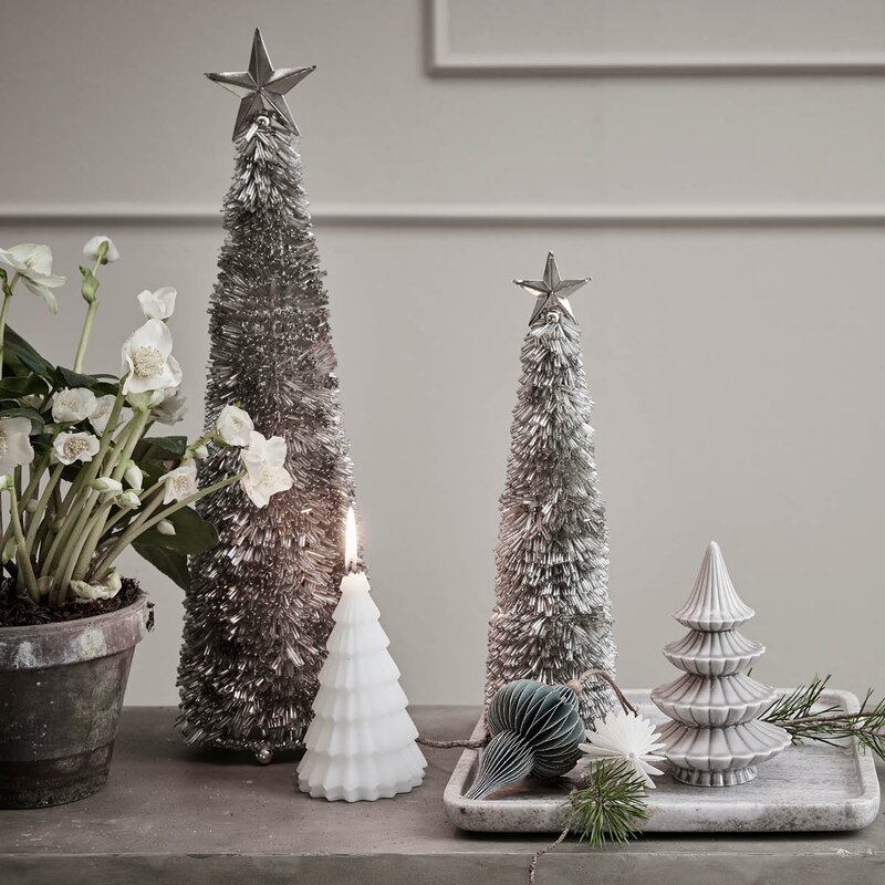 Lene Bjerre Serafina juledekorasjon tre 27 cm antikk sølv