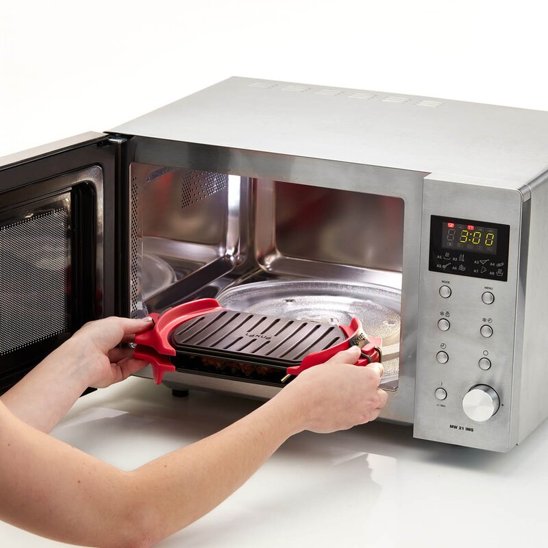 Lékué Grill for mikrobølgeovn 26x15 cm rød