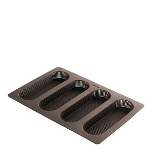 Lékué Silikonform for mini-baguetter 4 hull brun