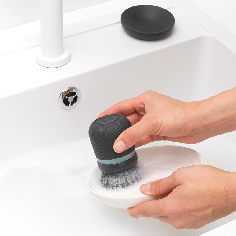 Brabantia SinkSide oppvaskbørste med såpedispenser mørk grå