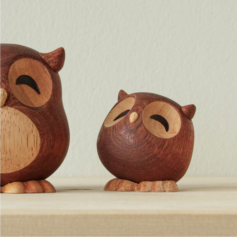 FableWood Sofia ugle trefigur 5 cm gummitre/sapele