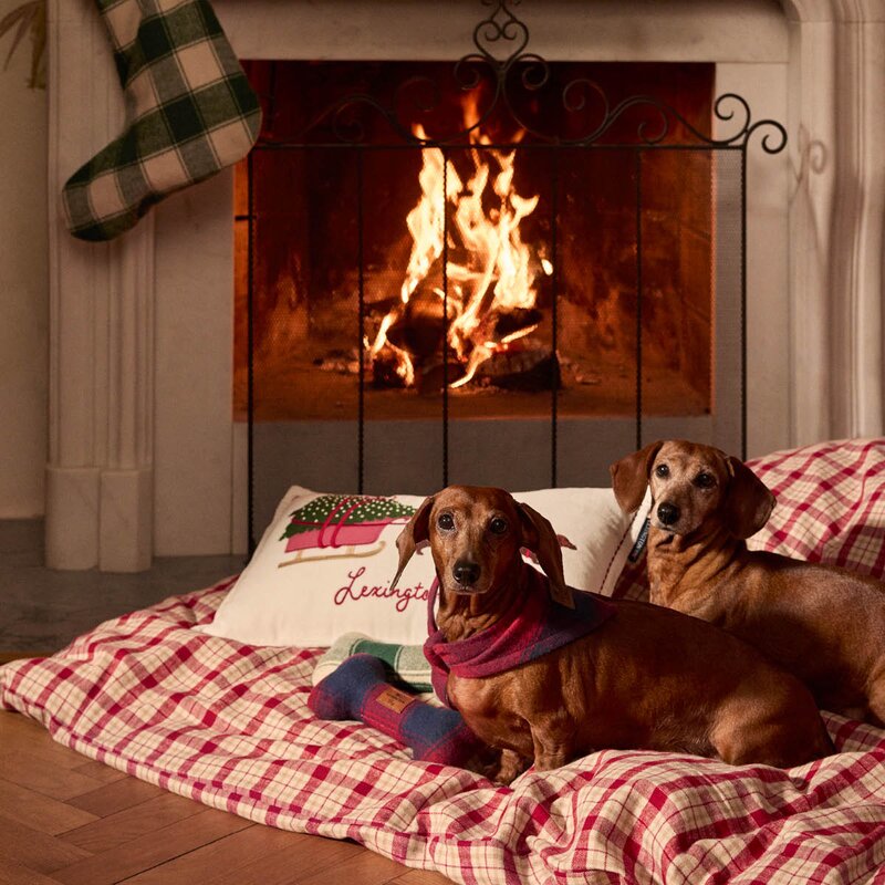 Lexington Sengesett flanell 140x220 cm rutete rød/beige