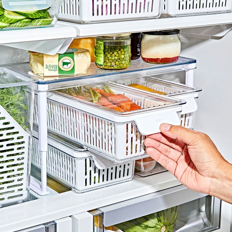 Oxo Oppbeveringsboks til kjøleskap 37x9,5 cm klar/hvit