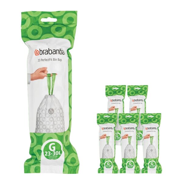 Brabantia PerfectFit avfallsposer 23–30L 120-pack kode G hvit