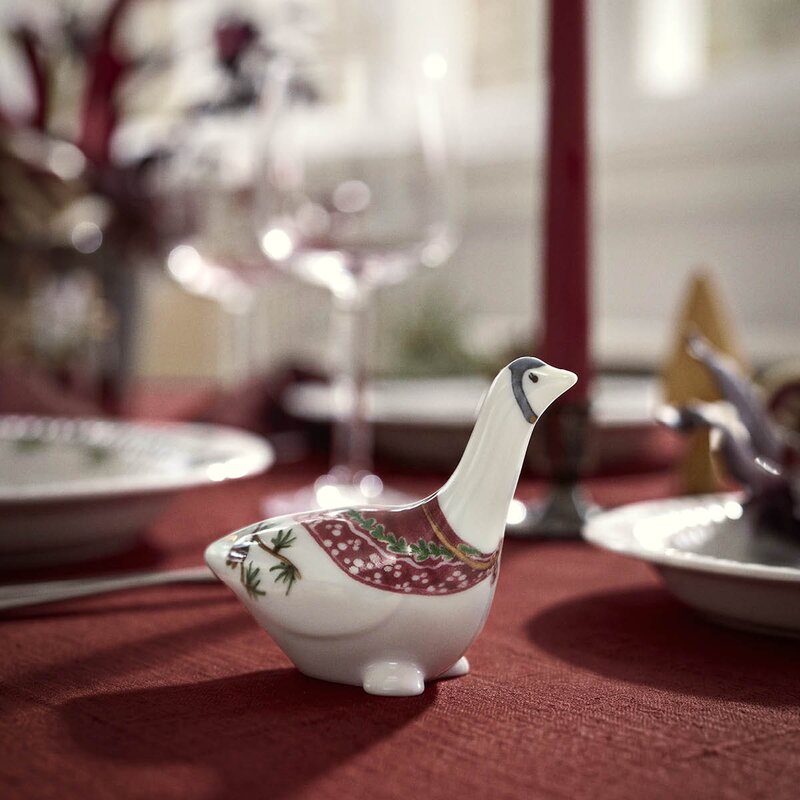 Kähler Hammershøi Christmas gås 8 cm hvit m/dekor