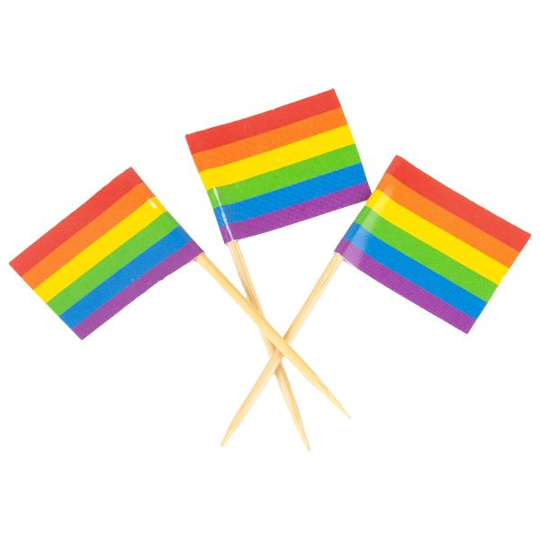 Cacas Pride flagg med trepinne 12 stk
