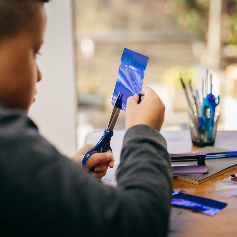 Fiskars Skolesaks venstre 12+ år 18 cm glitter blå