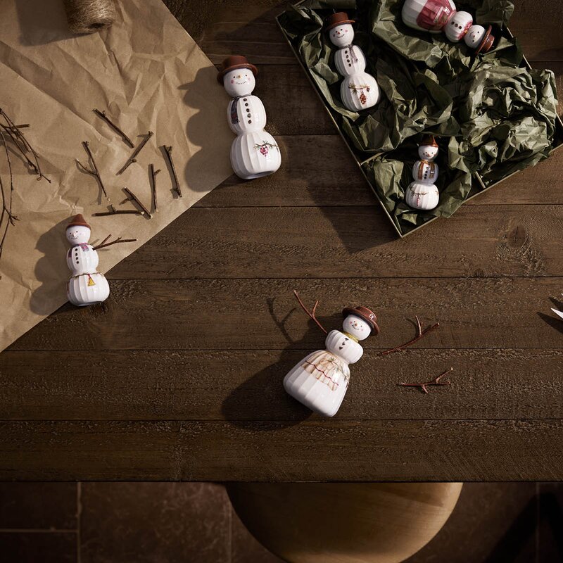 Kähler Hammershøi Christmas snømann hengende 9,5 cm hvit m/ dekor