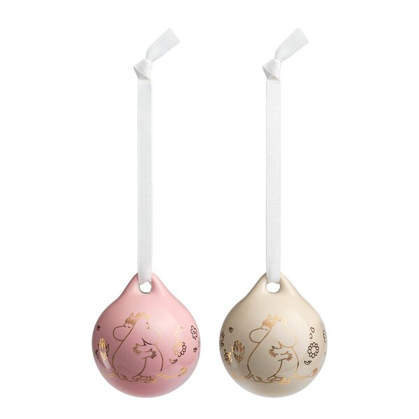 MoominArabia Mummi julekule 5 cm 2 stk Kjærlighetsgave gull