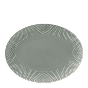 Lyngby Porcelæn Rhombe Earth ovalt serveringsfat 28,5x21,5 cm moss