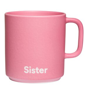 Design Letters Favourite kopp med hank Sister 25 cl pink