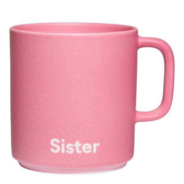 Design Letters Favourite kopp med hank Sister 25 cl pink