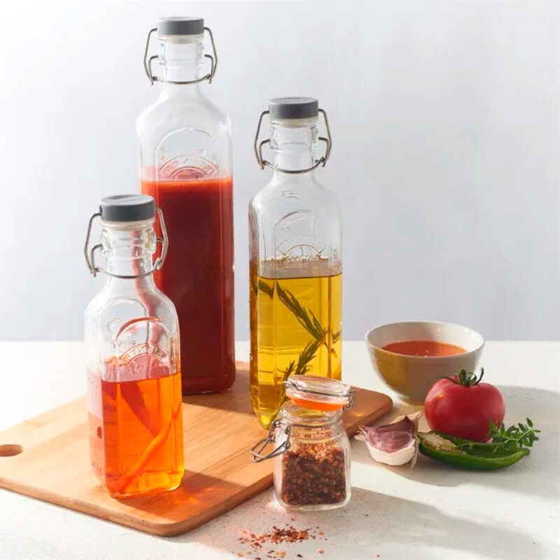 Kilner Patentflaske firkantet 0,6L klar