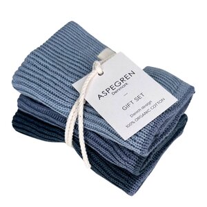 Aspegren Gavesett med 1 kjøkkenhåndkle & 2 oppvaskkluter blueberry