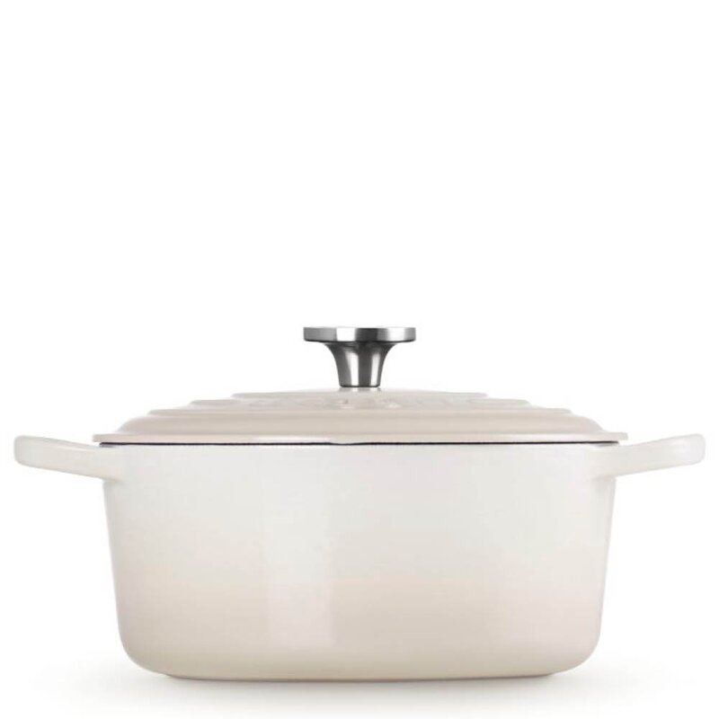 Le Creuset Signature støpejernsgryte rund 5,3L 26 cm meringue/crucible knob