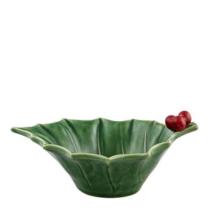 Bordallo Pinheiro Holly skål 21,5x15,5 cm misteltein grønn
