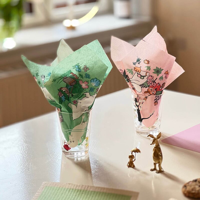 Moomin Mummi servietter 33x33 cm 20 stk Snorkfrøken og Lille My rosa