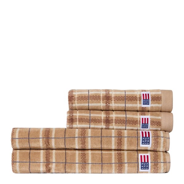 Lexington Rutete velourhåndkle sett 4 deler beige/grå/lysbeige