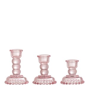 Bloomingville Delphia lysestake i glass 3 stk rosa