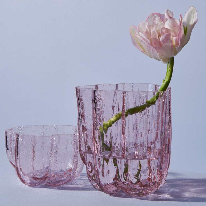 Kosta Boda Crackle vase 12 cm rosa