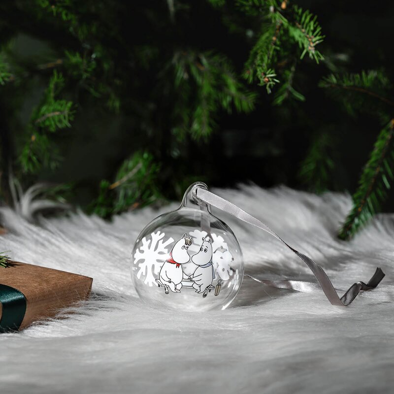 Muurla Mummi julekule 7 cm snøfnugg hvit