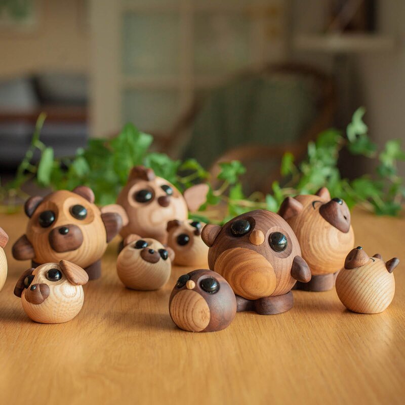 FableWood Teddy bjørn trefigur 8 cm ask/valnøtt