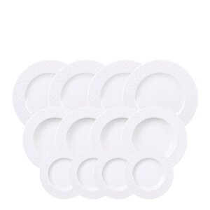 Tramontina Ingrid tallerkensett 12 deler tre størrelser hvit