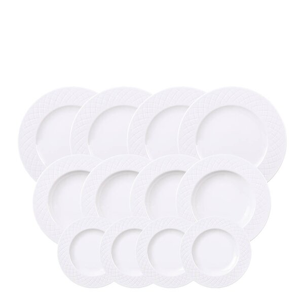 Tramontina Ingrid tallerkensett 12 deler tre størrelser hvit