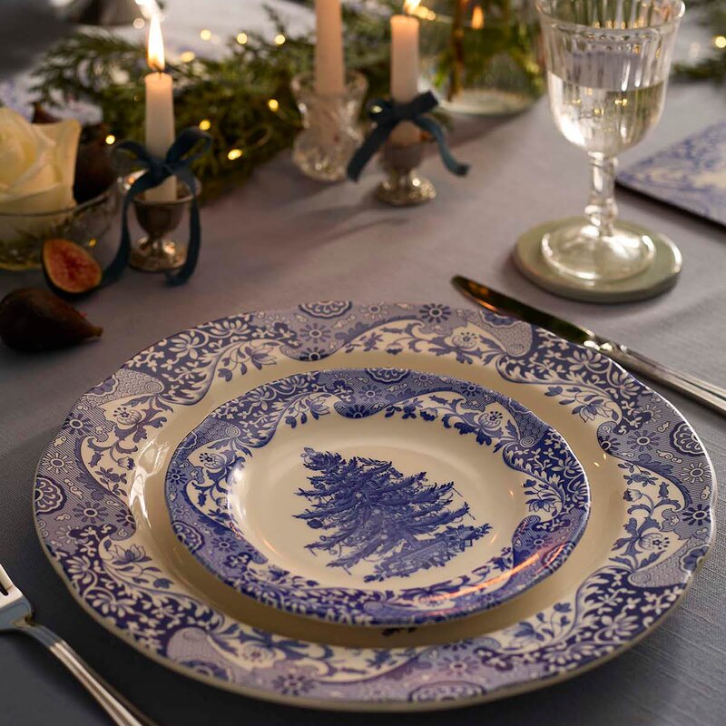 Spode Blue Italian Christmas Tree dekketallerken 31 cm blå/hvit