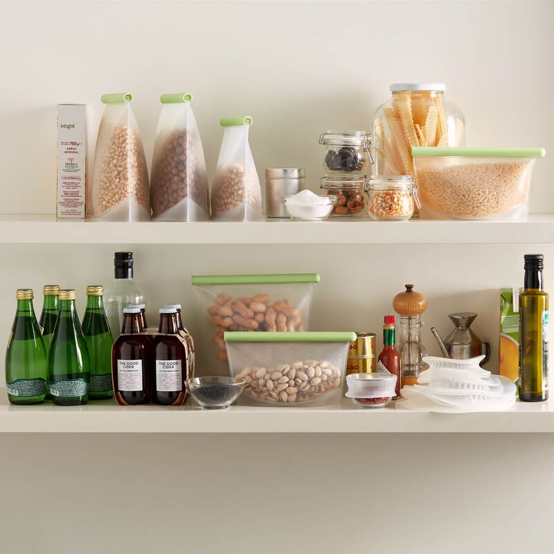 Lékué Gjenbrukbar silikonpose 1 L grønn