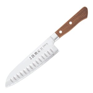 Sekiryu Wood santokukniv m/ luftlommer 16,5 cm blank/natur