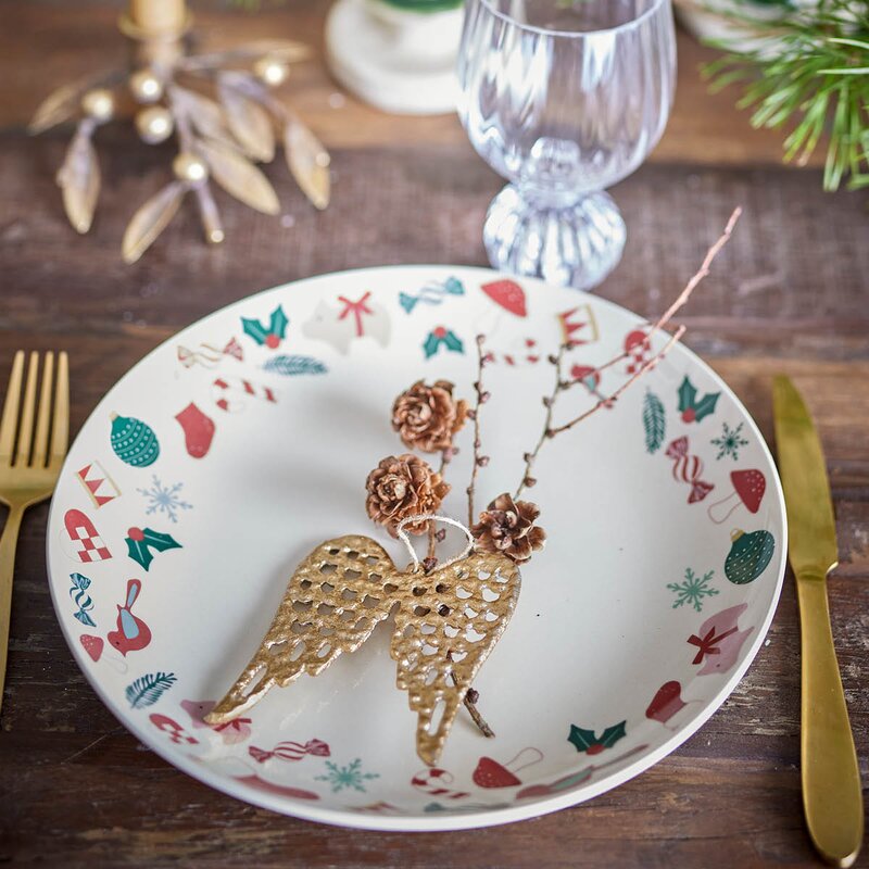 Bloomingville Yule serveringsfat rund 28 cm julemotiv