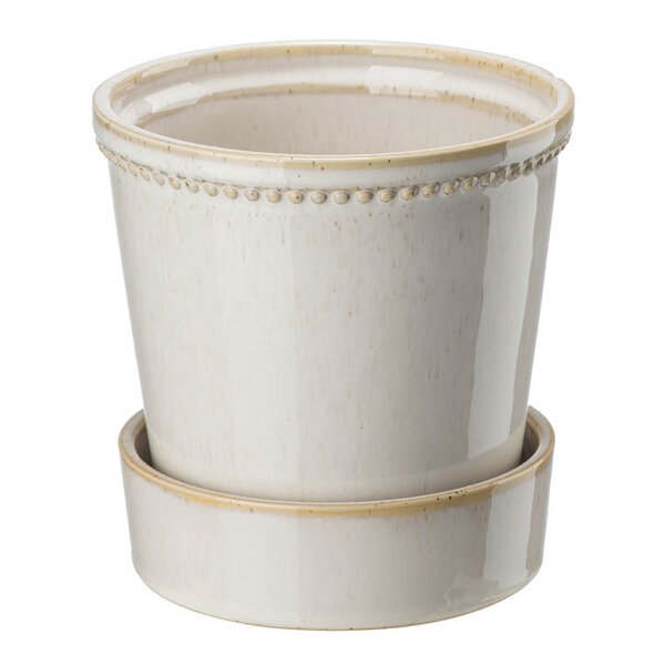 Edelweiss Karmen krukke med skål 17 cm beige