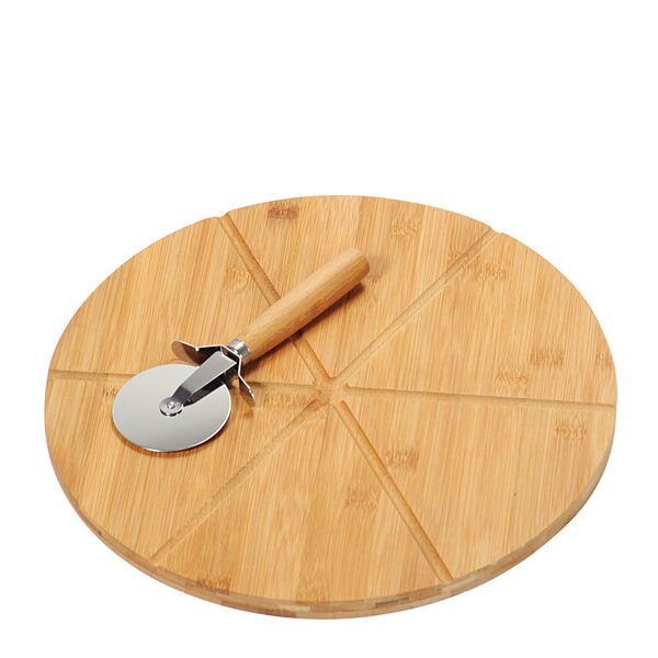 Kesper Pizzatallerken med pizzaskjærer 32 cm bambus