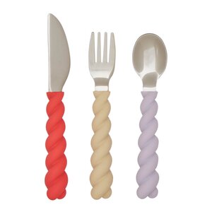 OYOY Mellow bestikk 14,5 cm 3 deler Lavender/Vanilla/Cherryred