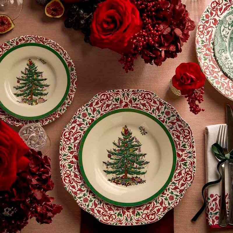 Spode Christmas Tree Yuletide Scalloped dekketallerken 27 cm