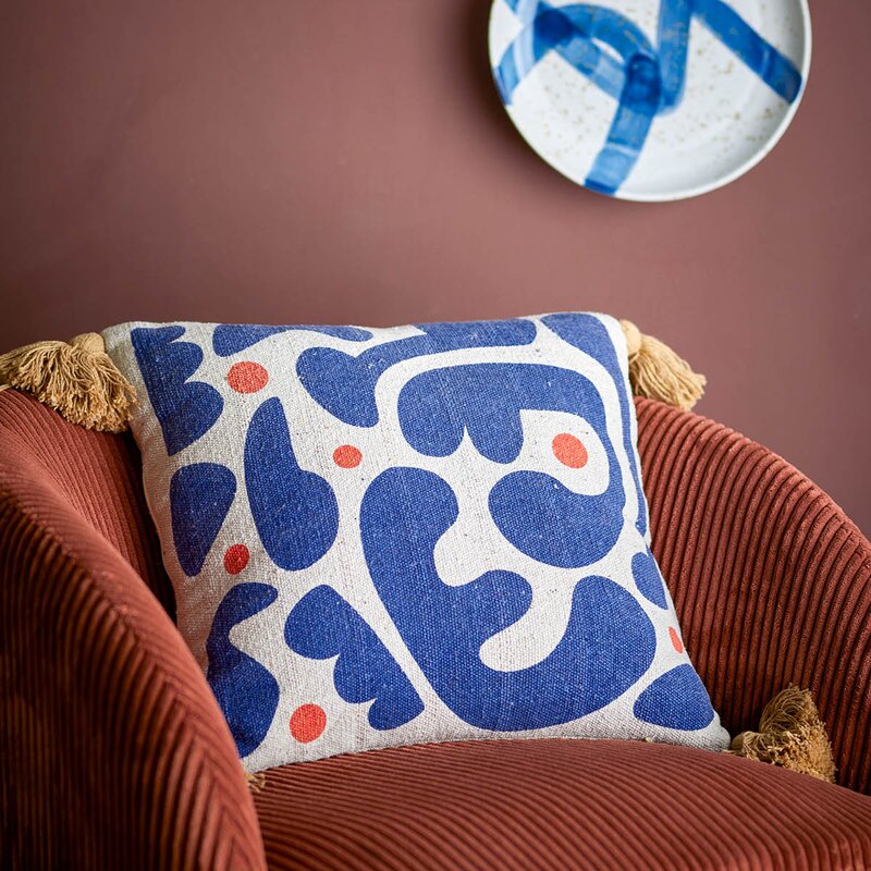 Bloomingville Pute Eviaya 45x45 cm blå