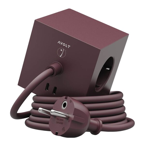Avolt Square 1 Bauhaus Archiv USB-C kabel 1,8 m Mulberry Red