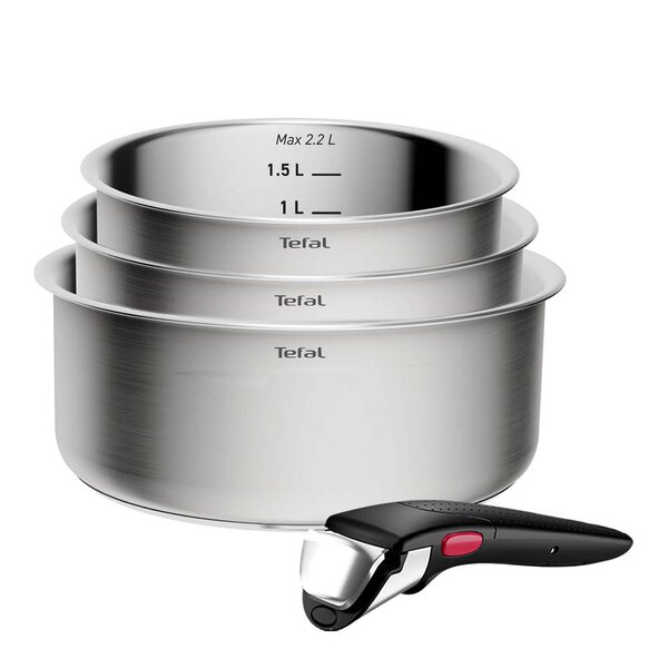 Tefal Ingenio Emotion kasserollesett 4 deler brushed uncoated