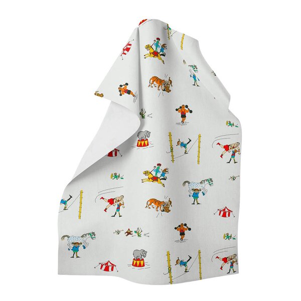 Arvidssons Textil Pippi på cirkus kjøkkenhåndkle hvit