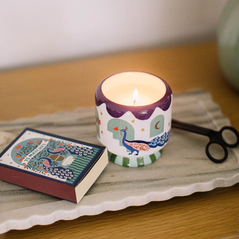 Paddywax Adopo duftlys misted lime Peacock blå