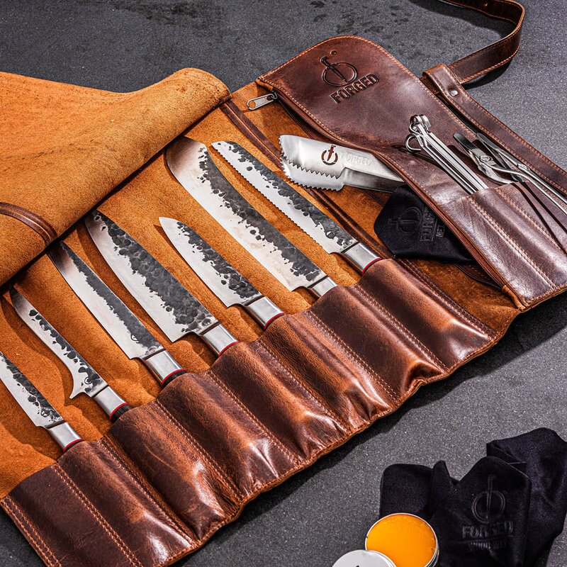 Forged Knivfutteral til 8 kniver kuskinn